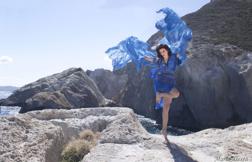 Self-staged photograph “Blue Flame” by Maria Alexea, conceived for “Faust, a Return from the Future”.