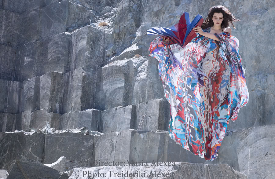 Staged film photograph “Origami” by Maria Alexea, conceived for “Faust, a Return from the Future”.