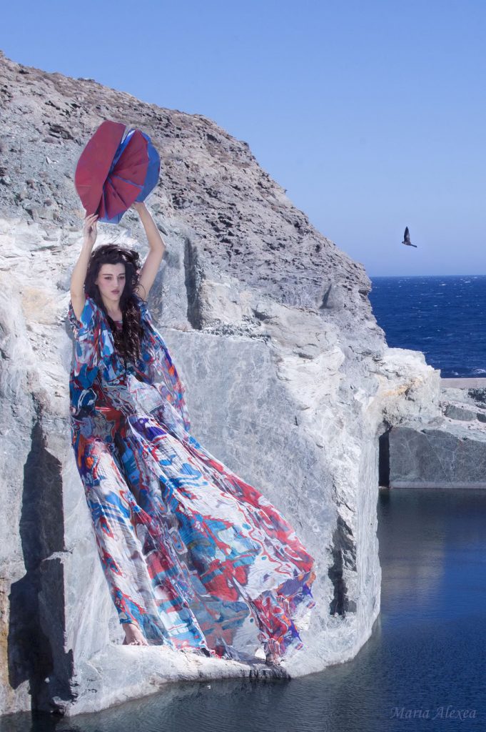 Self-staged photograph “Pyrphoros Prometeus” by Maria Alexea, conceived for “Faust, a Return from the Future”.
